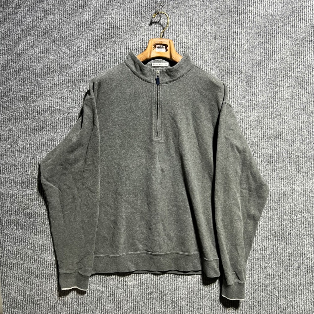 Peter Millar Quarter Zip Pullover Mens XL Grey Cotton Sweatshirt Golf Luxury